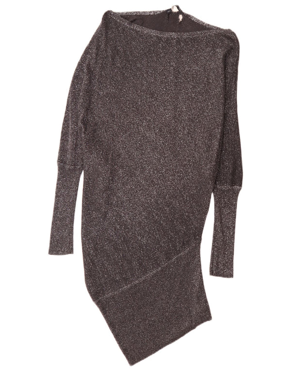 Abito Zara da donna a maniche lunghe a vita bassa UK 12 medio nero screziato moderno