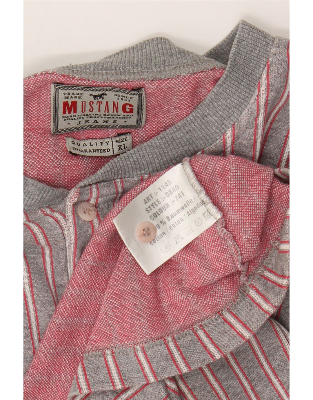 T-shirt da uomo Mustang Top XL in cotone a righe grigie