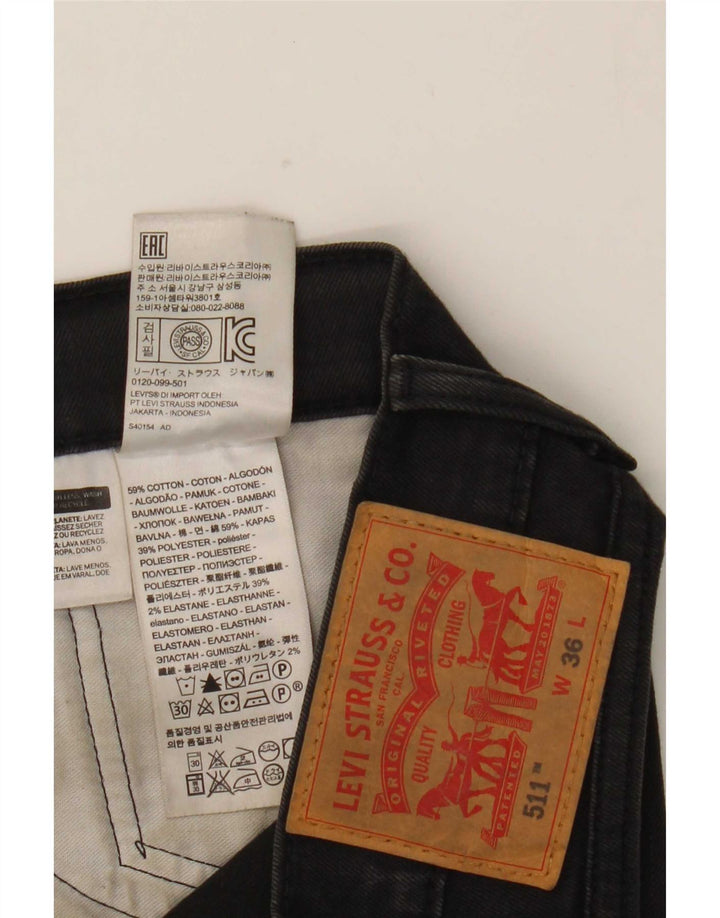 Pantaloncini di jeans Levi's 511 da uomo W36 grandi in cotone nero