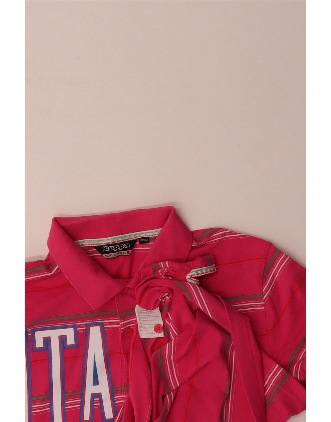 Polo grafica da uomo KAPPA Italia 2XL cotone a righe rosa