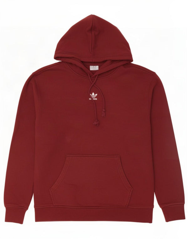 Felpa con cappuccio da donna Adidas UK 12 cotone bordeaux medio