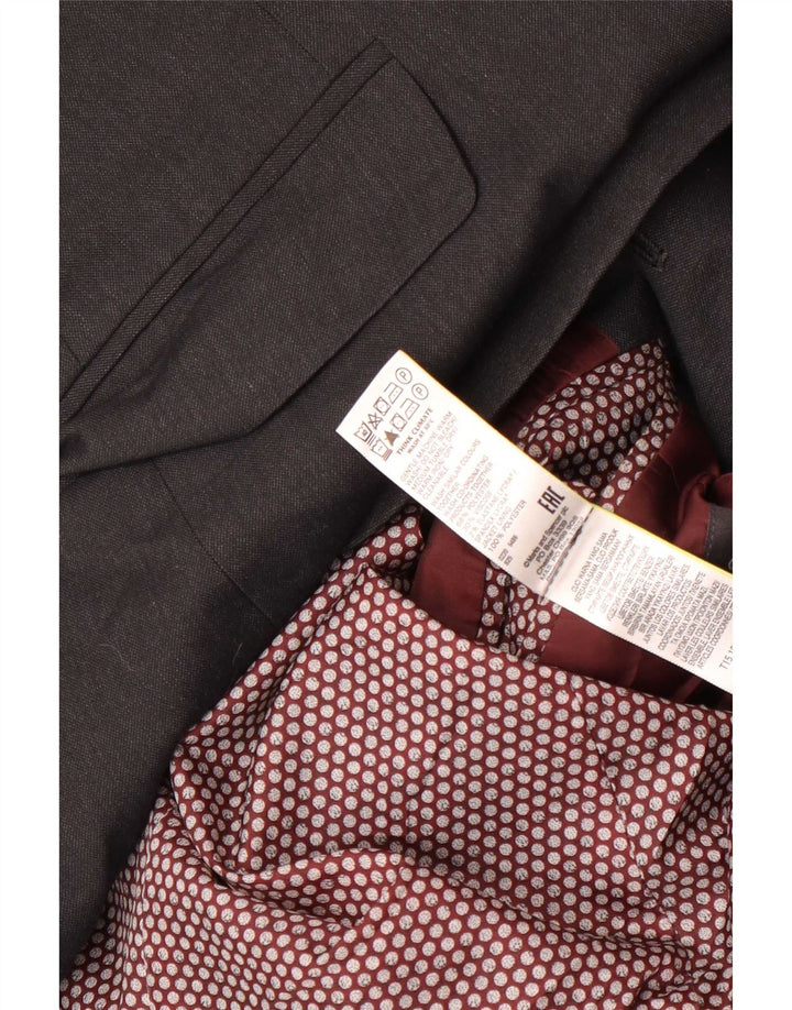 Giacca blazer a 2 bottoni Marks & Spencer da uomo UK 42 grande poliestere grigio