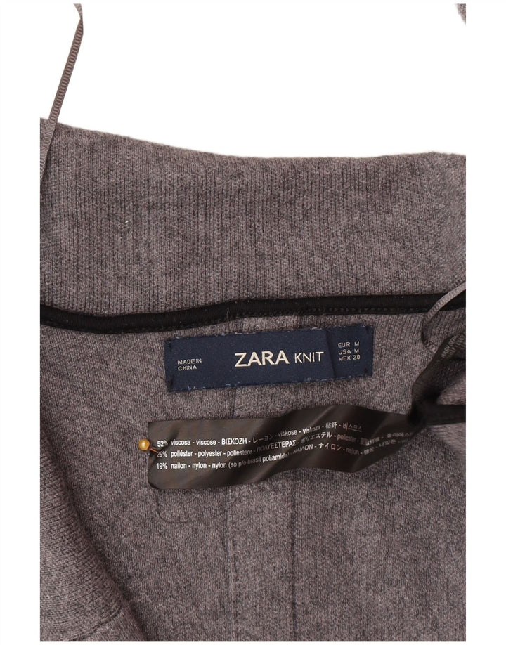 Maglione cardigan lungo da donna Zara UK 14 Viscosa grigio medio