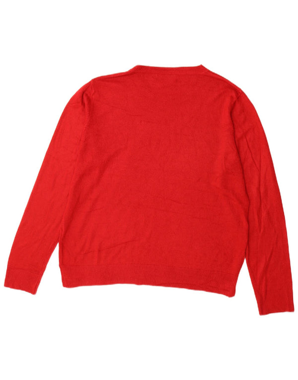 Marks & Spencer Womens Boat Neck Jumper Sweater UK 18 XL Red Acrylic