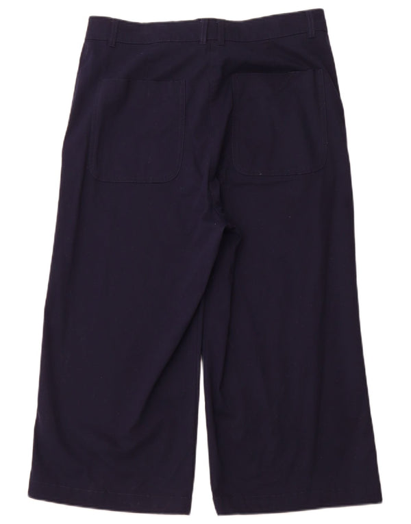 JOULES Pantaloni Capri a vita alta da donna UK 14 Large W32 L21 Blu navy