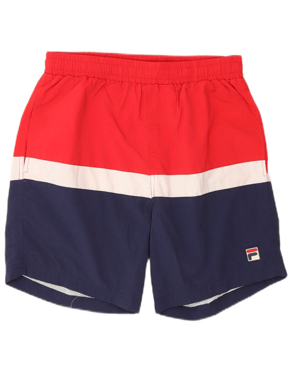 Pantaloncini da bagno da uomo Fila Small in nylon color block rosso