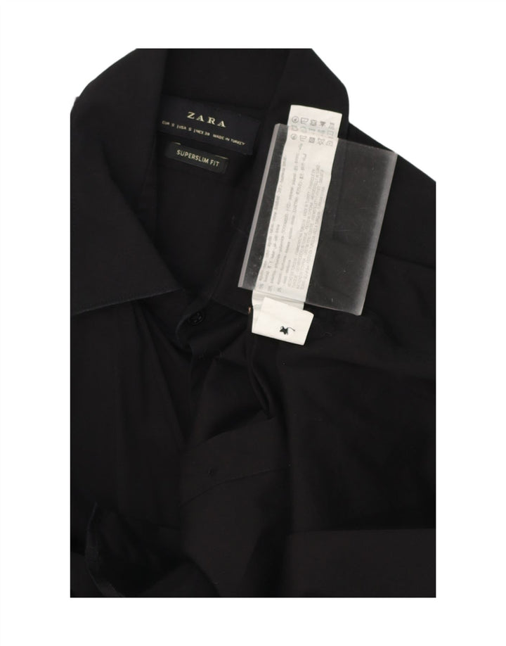 ZARA Mens Slim Fit Shirt Small Black Cotton Vintage Zara and Second-Hand Zara from Messina Hembry 