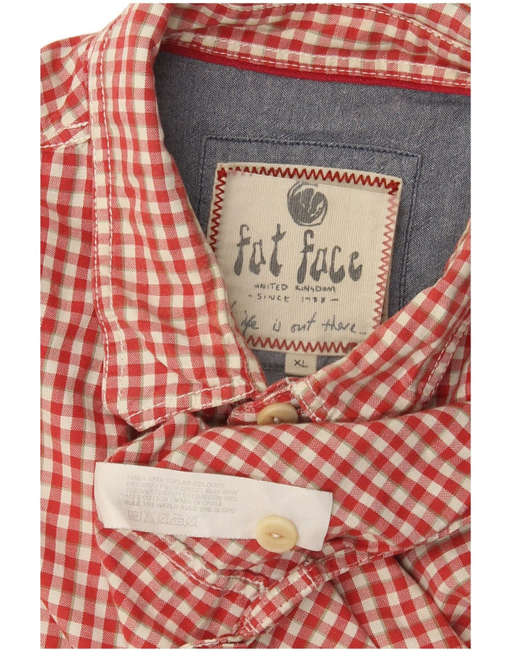 Camicia a maniche corte da uomo Fat Face XL in cotone a quadretti rosso