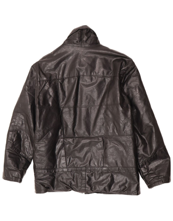 Giacca in pelle vintage da uomo UK 36 piccola nera