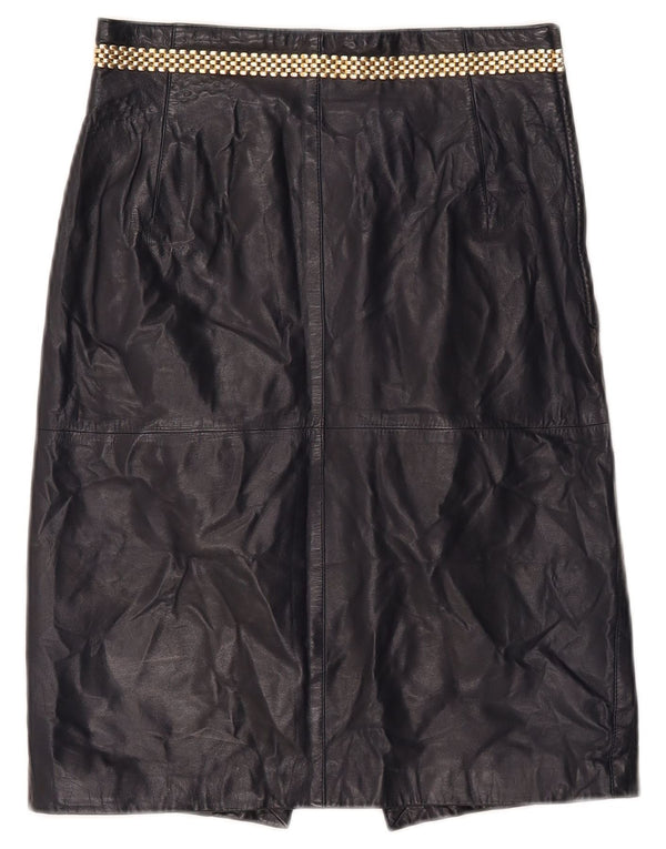 Gonna in pelle vintage da donna IT 46 media W26 in pelle blu navy