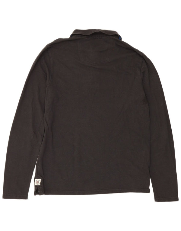 Polo da uomo a maniche lunghe Fat Face grande in cotone nero