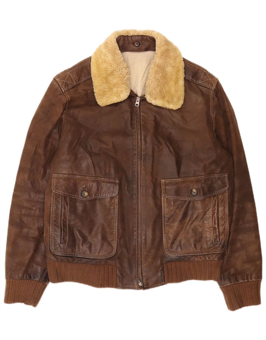 Giacca in pelle vintage da uomo IT 52 XL in pelle marrone