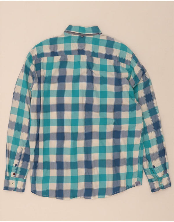 Tommy Hilfiger Camicia da uomo vintage fit in cotone a quadri blu grande