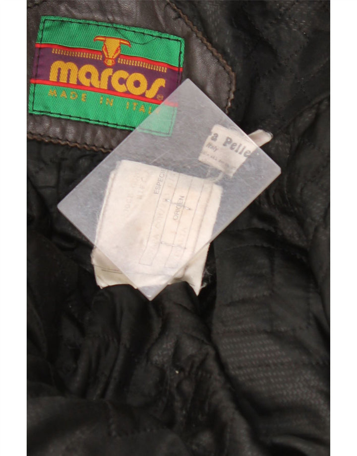 MARCOS Cappotto in Pelle da Uomo IT 50 Large in Pelle Marrone