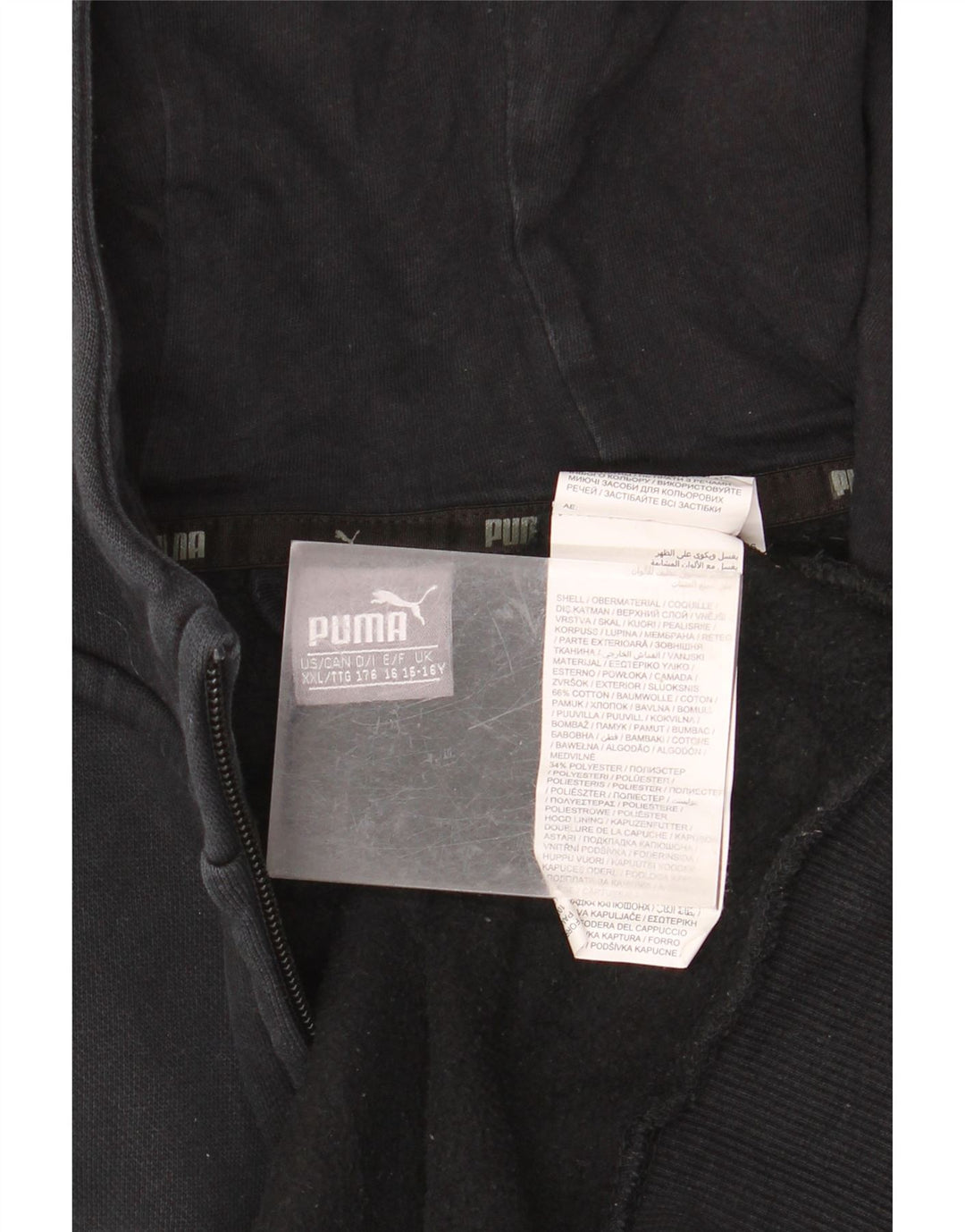 Felpa con cappuccio e zip grafica PUMA da ragazzo 15-16 anni in cotone nero