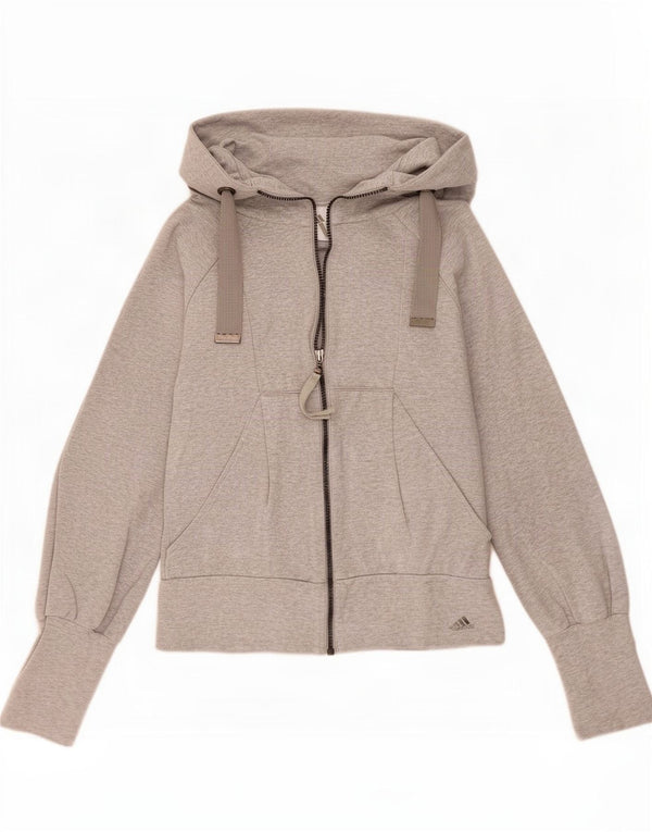 Maglione con cappuccio e zip da donna Adidas UK 10 piccolo cotone grigio