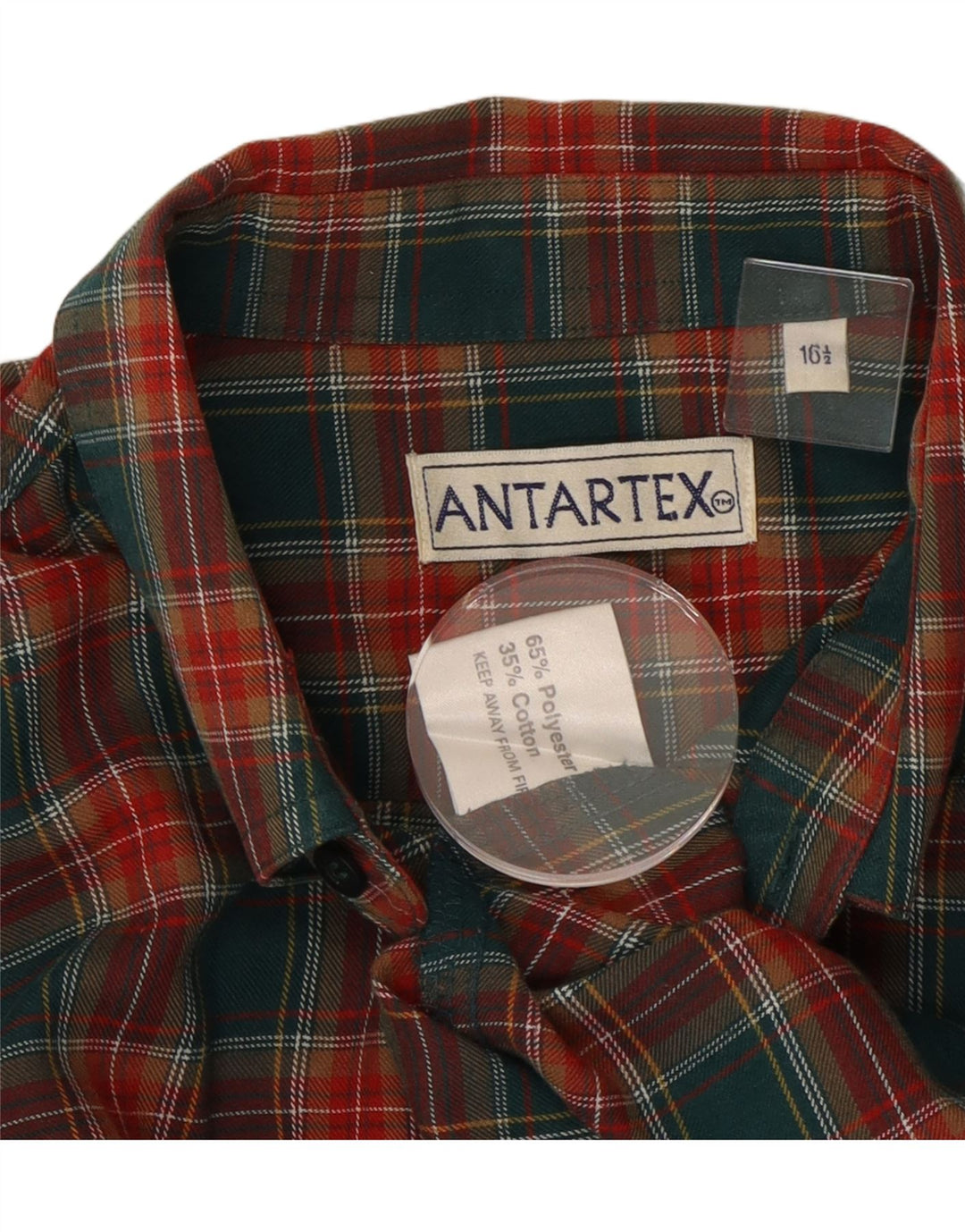 Camicia in flanella da uomo Anartex taglia 16 1/2 grande poliestere a quadri verdi