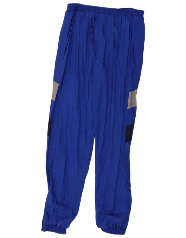 Pantaloni da tuta vintage da uomo, pantaloni da jogging, grandi, in poliammide color block blu