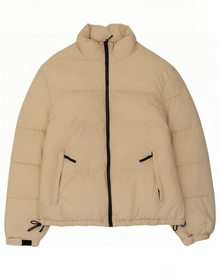 Giacca imbottita da donna Zara UK 16 grande poliestere bianco sporco