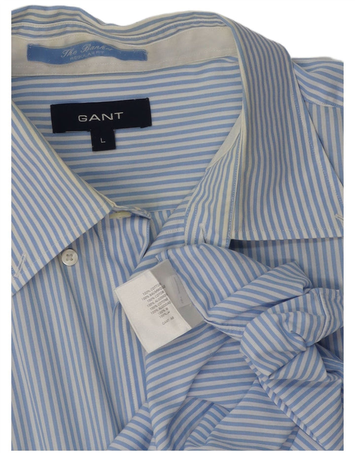 Gant Camicia da Uomo Regular Fit Grande Cotone Gessato Blu