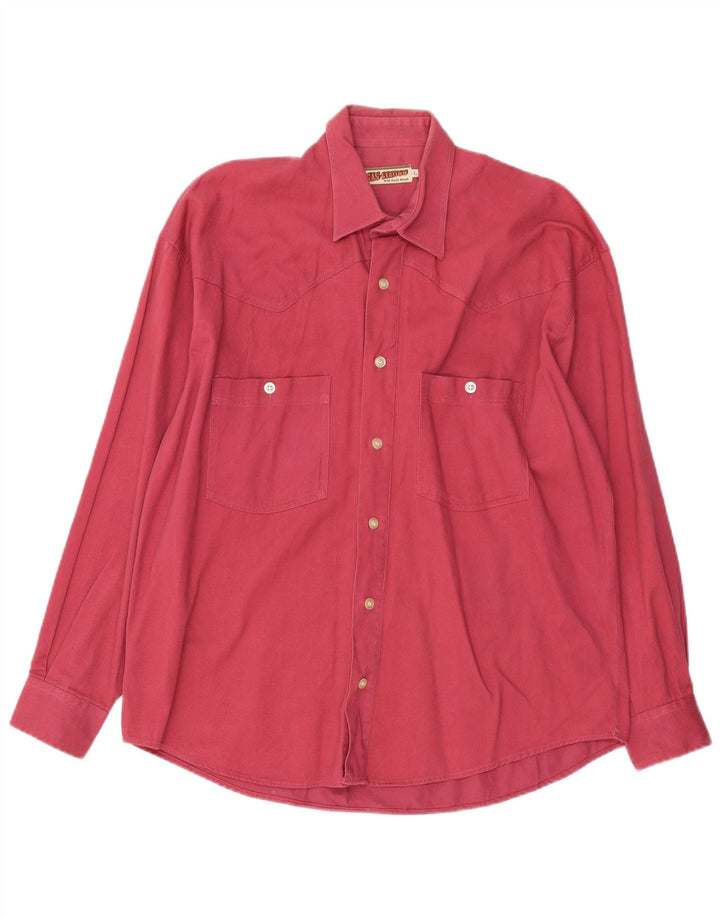 Camicia vintage da uomo grande in cotone bordeaux