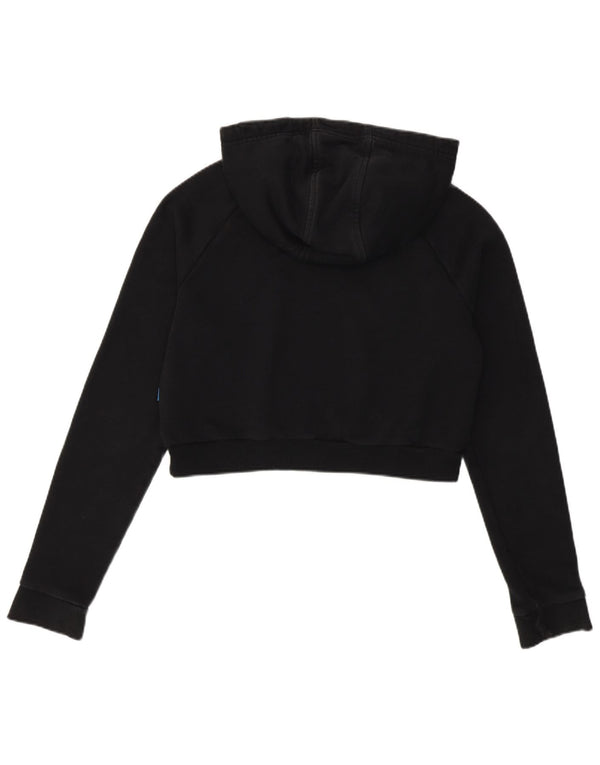 Maglione con cappuccio grafico da donna Adidas Crop Graphic UK 10 piccolo cotone nero