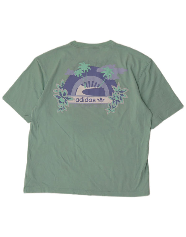 T-shirt grafica oversize da donna Adidas UK 8/10 piccola in cotone verde