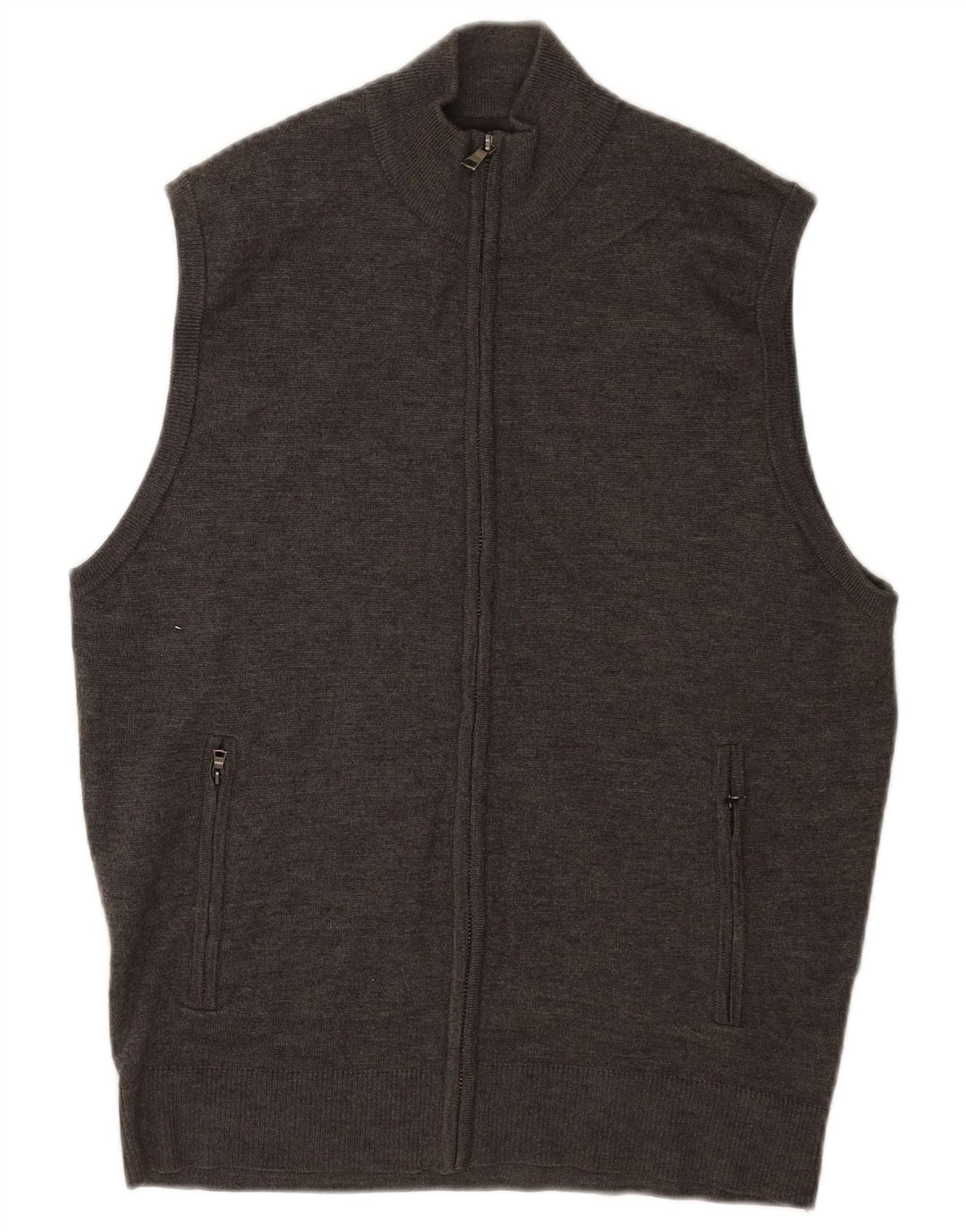 Maglione cardigan senza maniche da uomo Marks & Spencer in lana merino grigio medio