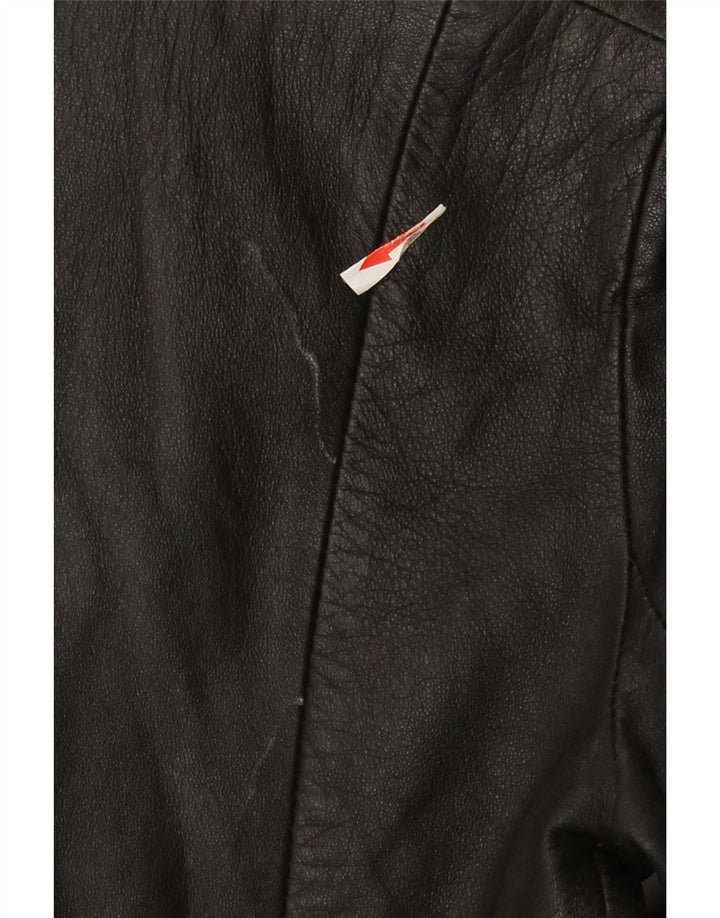 Giacca in pelle da donna vintage UK 8 piccola in pelle nera