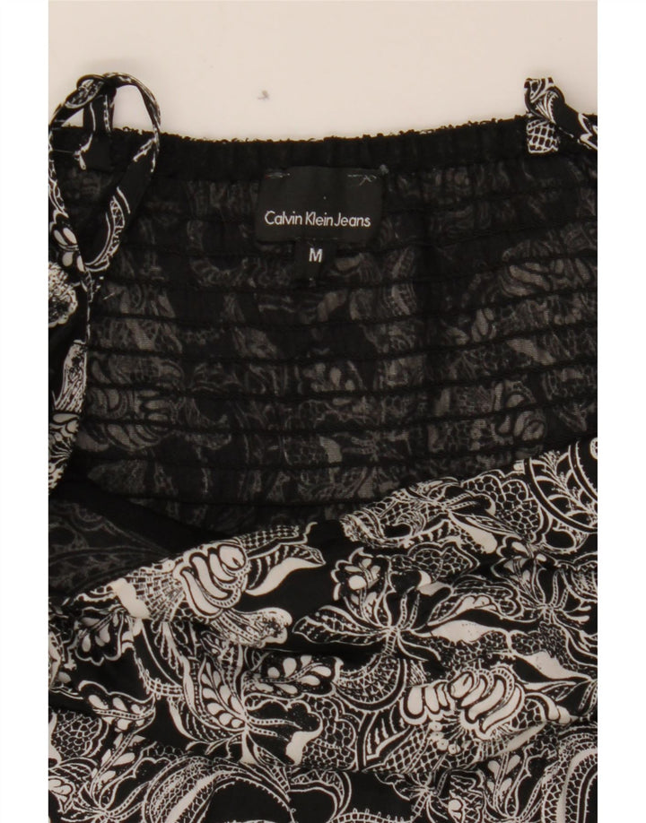 CALVIN KLEIN JEANS Womens Sundress UK 12 Medium Black Paisley Polyester Vintage Calvin Klein Jeans and Second-Hand Calvin Klein Jeans from Messina Hembry 