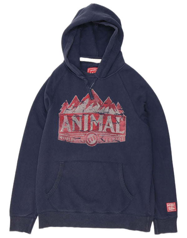 Maglione con cappuccio grafico da uomo Animal Large in cotone blu navy