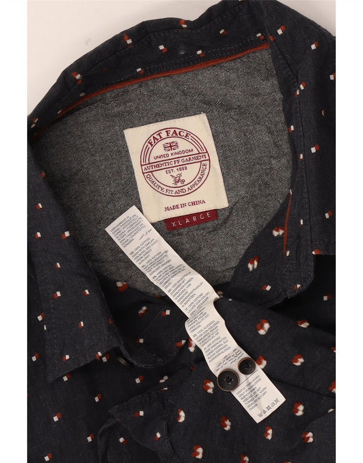 Camicia da uomo Fat Face XL in cotone maculato blu navy