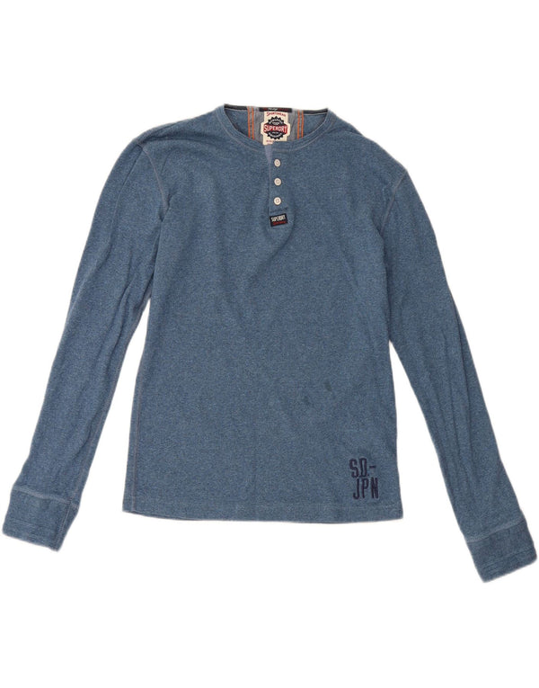 Top da uomo a maniche lunghe Superdry in cotone blu medio