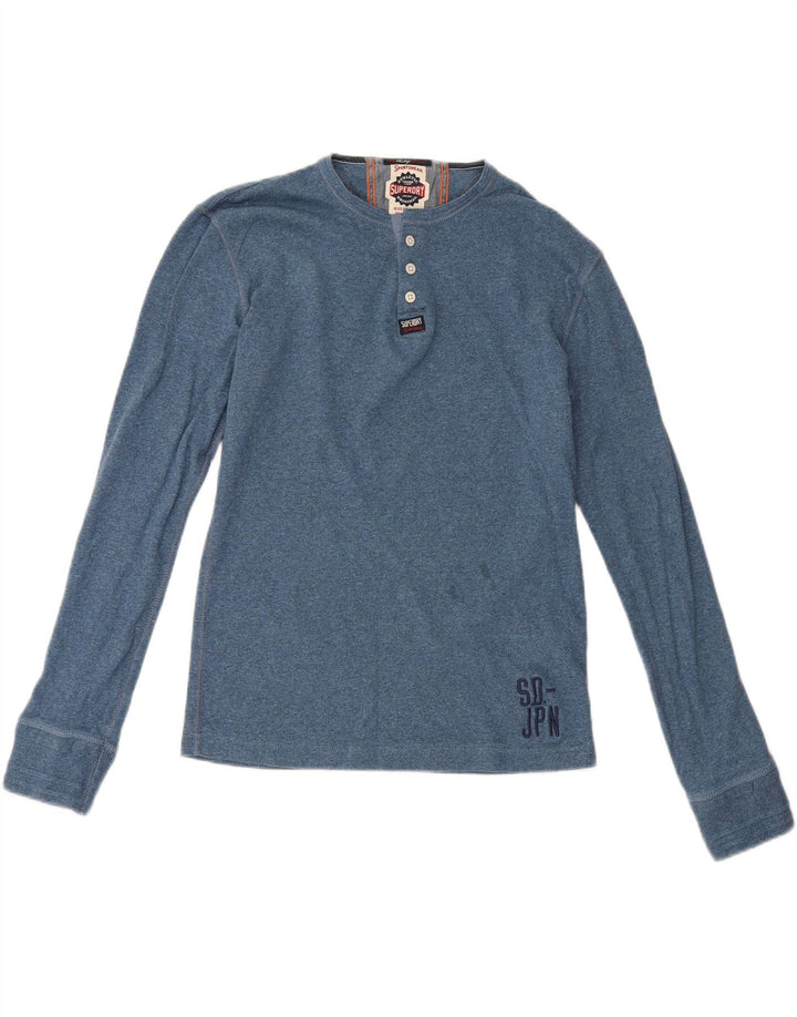 Top da uomo a maniche lunghe Superdry in cotone blu medio