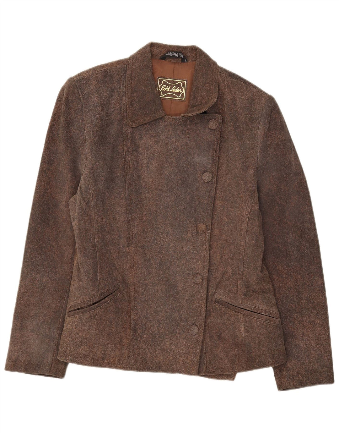 Giacca blazer vintage da donna in pelle scamosciata a 5 bottoni IT 42 Marrone medio