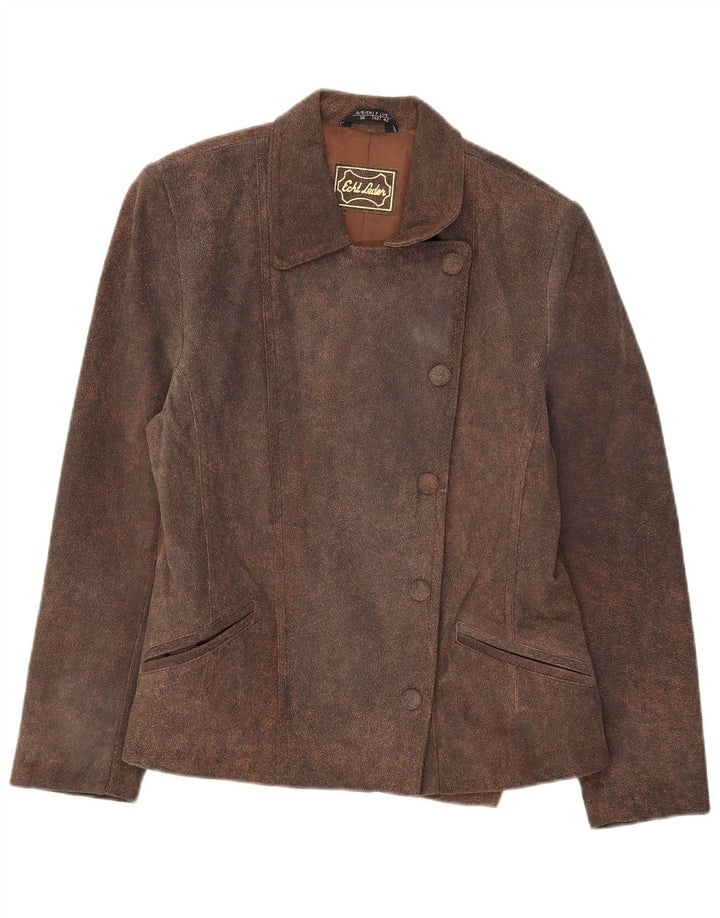 Giacca blazer vintage da donna in pelle scamosciata a 5 bottoni IT 42 Marrone medio