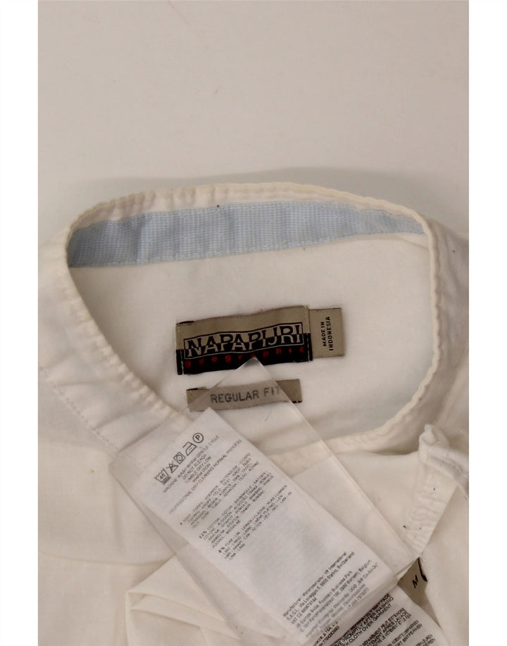 Camicia NAPAPIJRI da uomo con vestibilità regolare geografica, cotone bianco medio
