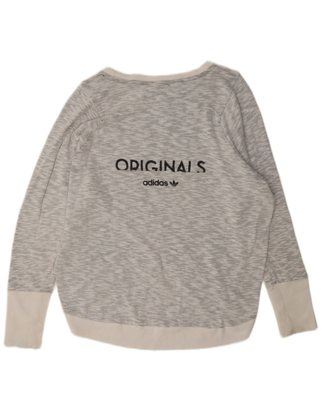 Felpa oversize con grafica da donna Adidas, maglione UK 14, grande grigio screziato
