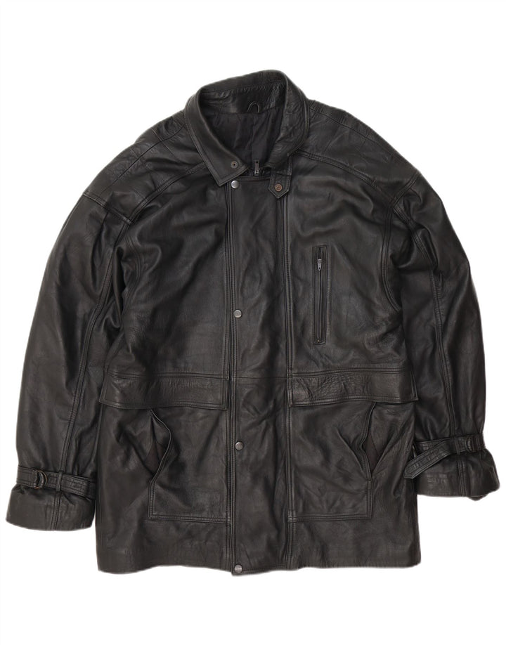 Giacca in pelle vintage da uomo UK 38 media nera