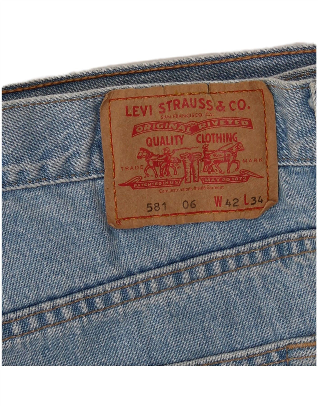 LEVI'S Mens 581 Straight Jeans W42 L31 Blue Cotton