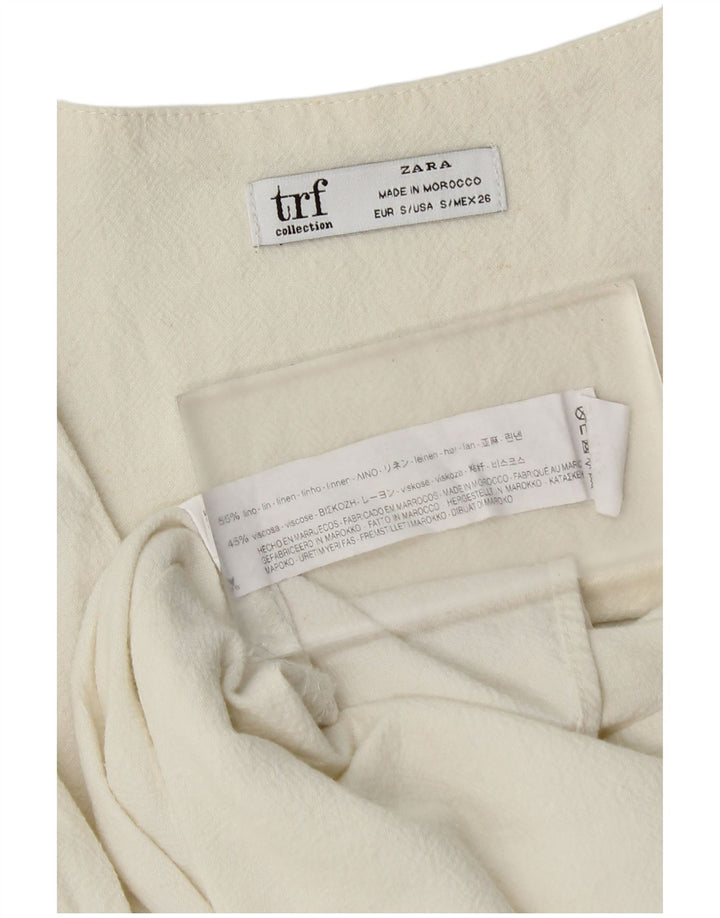 Camicia Zara da donna oversize con maniche a 3/4, taglia UK 10, piccola, in cotone bianco sporco