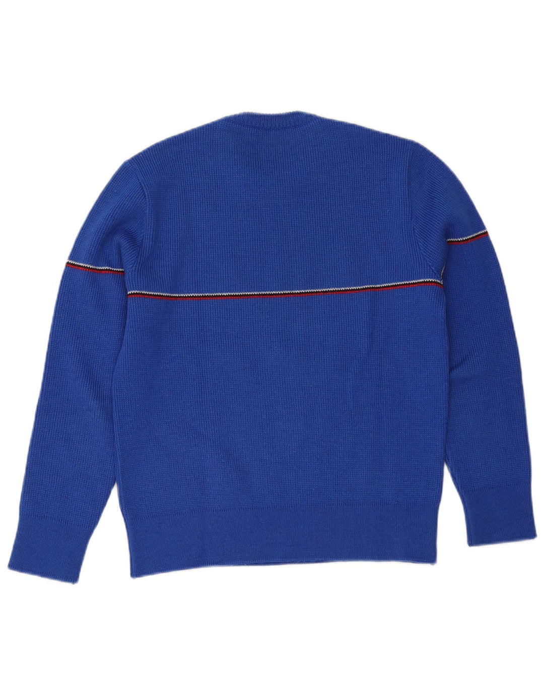 Maglione girocollo da uomo vintage in lana a righe piccole blu