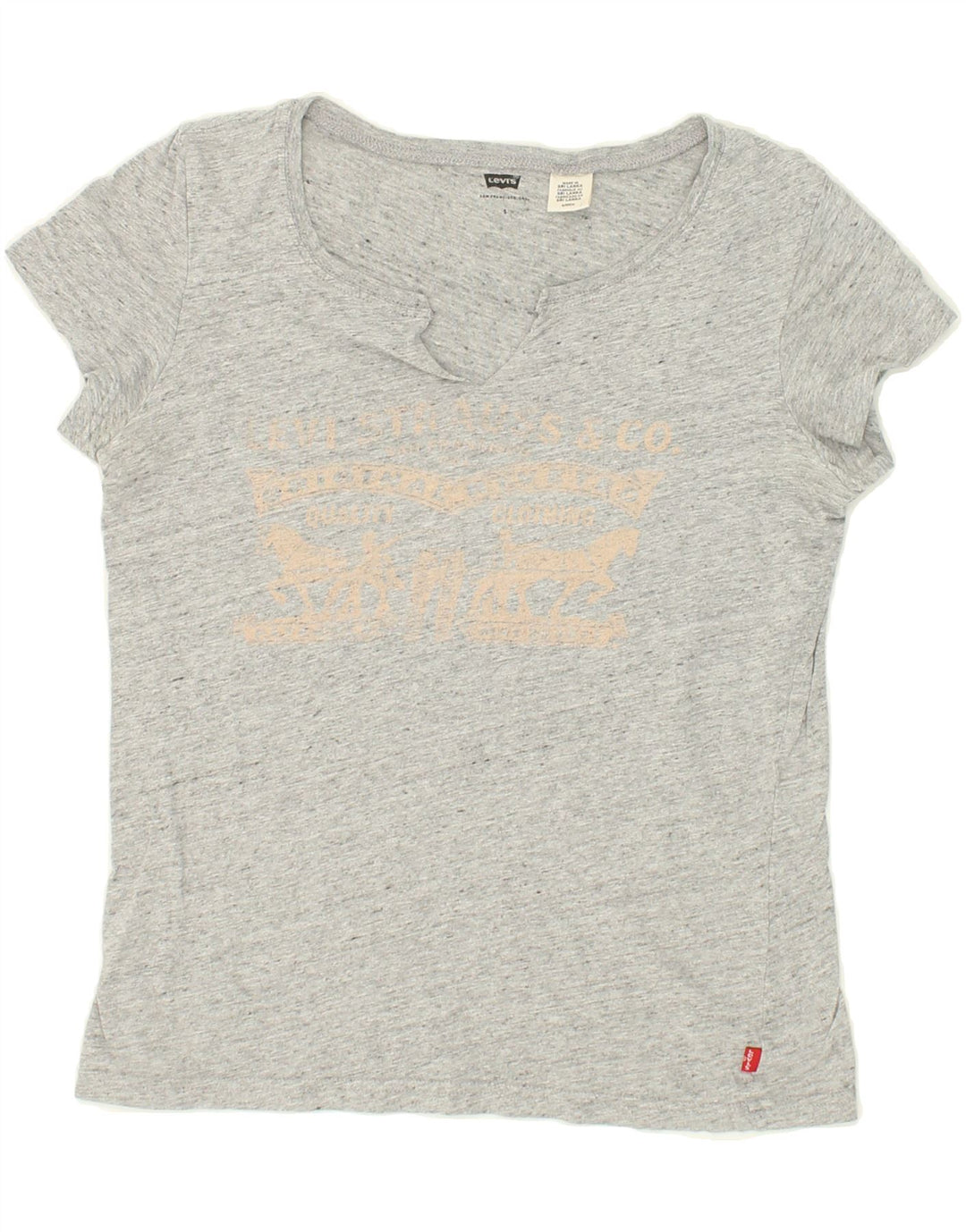 LEVI'S Womens Graphic T-Shirt Top UK 10 Small Grey Flecked Vintage Levi's and Second-Hand Levi's from Messina Hembry 