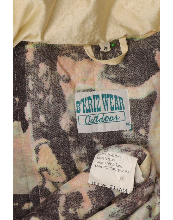 Cappotto vintage da donna oversize con cappuccio, giacca a vento UK 14, nylon giallo medio