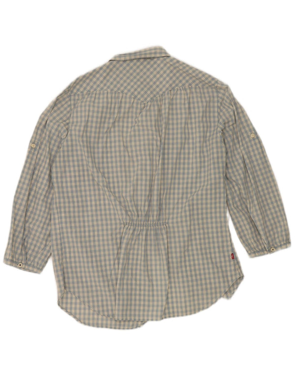 Camicia a maniche a 3/4 da donna Levi's UK 16 grande cotone a quadretti blu
