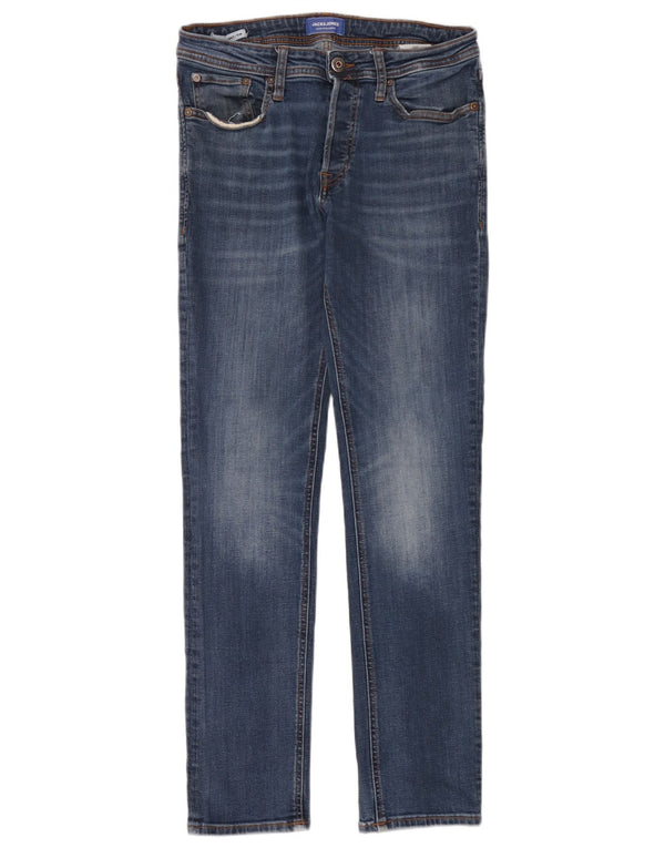 Jack & Jones Uomo Tim Slim Fit Jeans dritti W30 L32 Cotone Blu