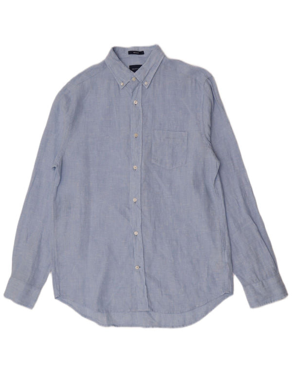 Gant Camicia da uomo vestibilità regolare taglia 39/40 15 1/2 lino blu medio