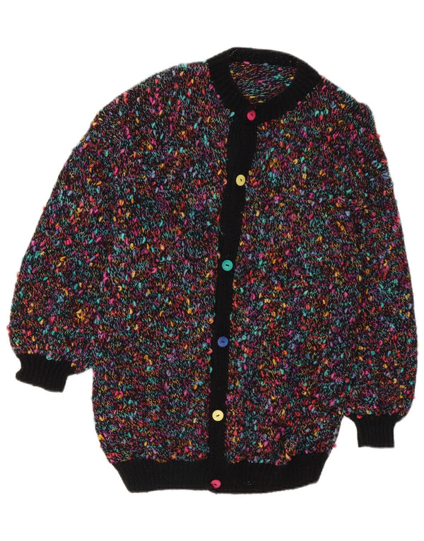 Maglione cardigan da donna vintage UK 14 medio multicolore screziato