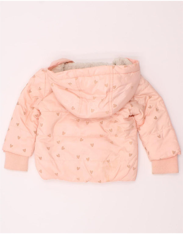 Giubbotto imbottito con cappuccio per bambina Guess 3-6 mesi in poliestere maculato rosa