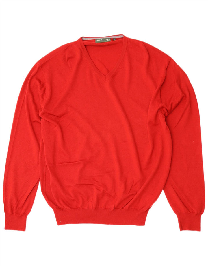 Maglione da uomo con scollo a V Baileys 2XL Rosso in lana vergine